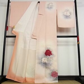 平和屋-こころ店■訪問着 作家物 草花文 暈し染め 金彩 着丈162cm 裄丈67cm 正絹 逸品 B-oa8021の画像2