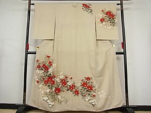 平和屋-こころ店■訪問着　手描き　枝椿　高島屋扱い　着丈158cm　裄丈62cm　正絹　逸品　未使用　A-br7205