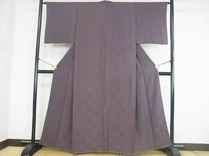 平和屋2■上質な色無地　市松吉祥地紋　似せ紫色　やまと誂製　逸品　未使用　du3519