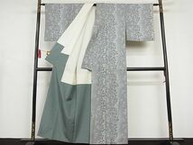 平和屋-こころ店■結城紬　枝葉間道　証紙付き　着丈153cm　裄丈62.5cm　正絹　逸品　A-br7259_画像3