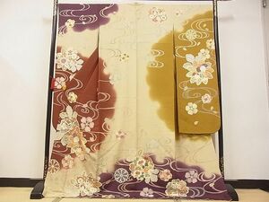 平和屋-こころ店■十日町友禅作家 あらい義風 振袖 駒刺繍 捻花 暈染 金彩 丹後縮緬 反端付 着丈175cm 裄丈68cm 正絹 逸品 A-ta7668