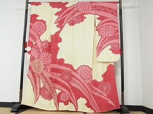 平和屋-こころ店■豪華振袖　駒刺繍　絞り　舞花　着丈156.5cm　裄丈65cm　正絹　逸品　A-cs6870