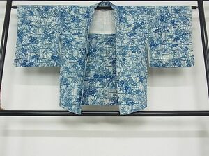 平和屋-こころ店■羽織　ろうけつ染め　花鳥文　正絹　逸品　1B-wt1077