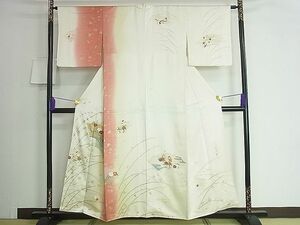 平和屋2■谷崎潤一郎の世界　訪問着　地紙草花文　暈し染め　金彩　逸品　sf3326