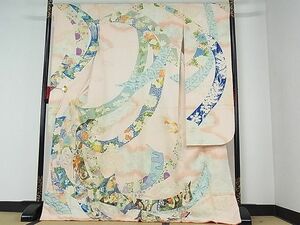 平和屋-こころ店■豪華振袖　駒刺繍　鬘帯花鳥文　金彩　着丈166cm　裄丈68cm　正絹　逸品　A-cs6883