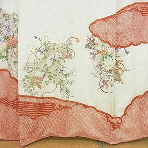 平和屋2■豪華振袖 駒刺繍 雲取り草花文 逸品 sf3370の画像3