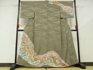 平和屋-こころ店■訪問着　道長花文　金彩　着丈160.5cm　裄丈67cm　正絹　逸品　B-zg7840