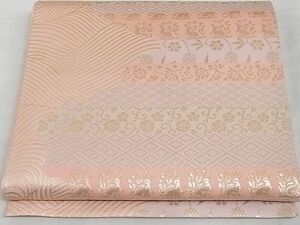 平和屋-こころ店■六通柄袋帯　名物裂　金糸　正絹　逸品　未使用　A-gk947