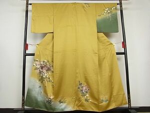 平和屋-こころ店■訪問着　扇面御所車枝花文　暈し染め　着丈154cm　裄丈63.5cm　正絹　逸品　A-br7155