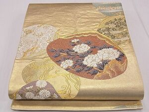 平和屋1■六通柄袋帯　唐織　貝合せ花文　引箔　逸品　1fb1347