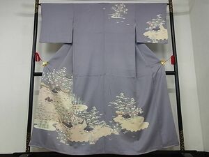 平和屋-こころ店◆訪問着　友禅　風景花文　松竹梅　着丈156cm　裄丈65cm　正絹　逸品　mop136