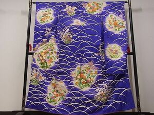 平和屋-こころ店◆豪華振袖　草花文　暈し染め　金彩　着丈157cm　裄丈63cm　正絹　逸品　mop666