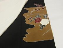 平和屋-こころ店◆豪華黒留袖　駒刺繍　流水草花文　金彩　着丈157.5cm　裄丈62cm　正絹　逸品　mop1327_画像8