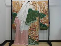 平和屋1■豪華振袖　雲取り飛鶴花文　金彩　逸品　gh6200_画像3