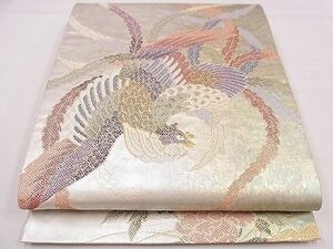 平和屋1■六通柄袋帯　唐織　鳳凰牡丹文　引箔　金糸　逸品　vp8635