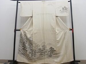 平和屋野田店■訪問着　寺島節郎作　手描き　樹林風景文　逸品　n-mz8609