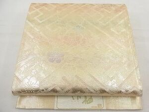 平和屋野田店■佐賀錦　六通柄袋帯　小袖　枝梅文　金銀糸　逸品　n-me0644