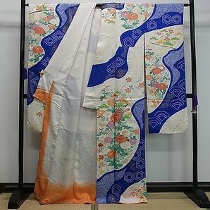 平和屋1■豪華振袖 駒刺繍 絞り 流水菊花文 金彩 逸品 gh6320の画像3