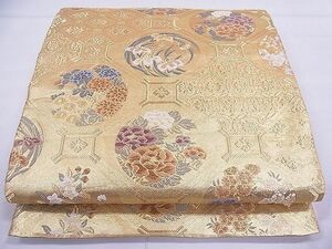 平和屋1■佐賀錦　両面　六通柄袋帯　蜀江花文　金糸　逸品　ap5173