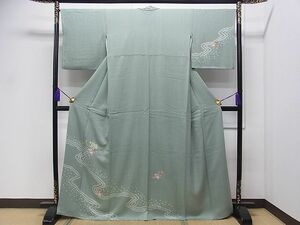 平和屋1■訪問着　刺繍　絞り　流水花蝶文　逸品　kb3056