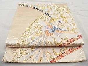 平和屋野田店■六通柄袋帯　唐織　鳳凰花唐草文　九百錦　金糸　逸品　n-rc0087