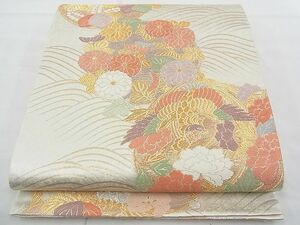 平和屋野田店■六通柄袋帯　唐織　高野錦　吉祥鳳花丸文　金銀糸　逸品　n-du0332