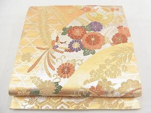 平和屋野田店■六通柄袋帯　唐織　鳳凰花蝶文　金銀糸　逸品　n-me0570