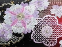 平和屋1■和装小物　バッグ・草履セット　振袖用　刺繍　雪輪花文　箔散らし　草履サイズ：M　金銀糸　逸品　ev1942_画像3