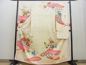 平和屋野田店■豪華振袖　絞り　駒刺繍　雲取り青海波菊花文　金彩　逸品　n-yc5176