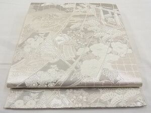 平和屋野田店■六通柄袋帯　几帳絵巻紋　プラチナ二重織　逸品　n-rc0069