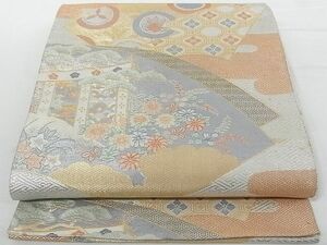 平和屋-こころ店■佐賀錦　六通柄袋帯　地紙吉祥花文　金銀糸　正絹　逸品　A-gk1283