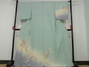 平和屋-こころ店■訪問着　友禅　枝花文　椿　暈し染め　着丈168.5cm　裄丈63.5cm　正絹　逸品　sa4873