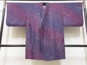 平和屋-こころ店■道中着　ロング丈　辻が花　切嵌花文　暈し染め　正絹　逸品　A-ta7830