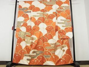 平和屋-こころ店■豪華振袖　駒刺繍　エ霞吉祥花文　金彩　着丈160.5cm　裄丈64.5cm　正絹　逸品　B-sa4879