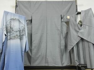 平和屋-こころ店■極上　男性　本場大島紬　アンサンブル　長襦袢(無双仕立て)セット　変わり格子　キングサイズ　正絹　逸品　A-ck7405