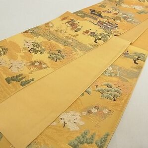 平和屋-こころ店■六通柄袋帯 唐織 人物風景文 本金箔二重 正絹 逸品 A-ay600の画像7