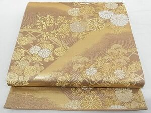 平和屋-こころ店■六通柄袋帯　花籬文　金糸　正絹　逸品　A-gk1298