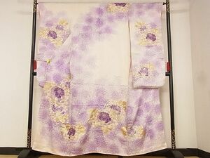 平和屋-こころ店■豪華振袖　刺繍　花尽し　暈し染　着丈158cm　裄丈65cm　正絹　逸品　A-ck7548