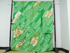 平和屋-こころ店■豪華振袖　駒刺繍　絞り　花矢羽　金銀糸　金銀彩　着丈160cm　裄丈65cm　正絹　逸品　A-cs7044