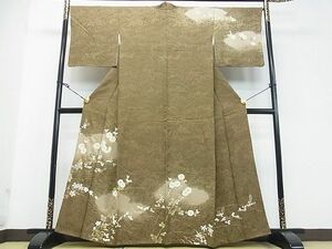 平和屋2■訪問着　刺繍　雲取り菊文　暈し染め　金彩　逸品　ox4881