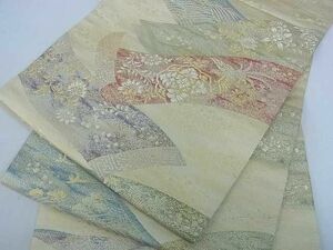 平和屋2■六通柄袋帯　平安歌詠絵巻文　金糸　逸品　ar6323