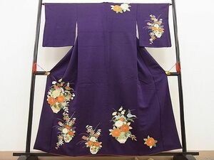 平和屋野田店■訪問着　刺繍　花籠文　金彩　逸品　n-ip2540