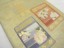 平和屋野田店■六通柄袋帯　唐織　御寳錦　杢䕘甲冑文　金糸　逸品　n-rc0113_画像2