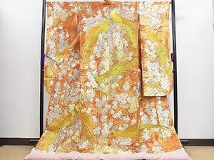 平和屋1■色打掛　和装　婚礼　結婚式　花嫁　神社挙式　総刺繍　尾長鳥枝梅文　金銀糸　逸品　ze7908