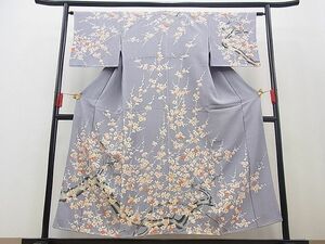 平和屋野田店■訪問着　手描き　枝梅　金彩　逸品　未使用　n-ts0558