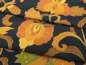 平和屋川間店■上質な小紋　更紗花唐草文　金彩　逸品　th2749