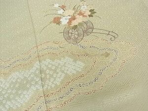 平和屋川間店■訪問着　刺繍　絞り　椿　牡丹花車雲文　逸品　cf2993