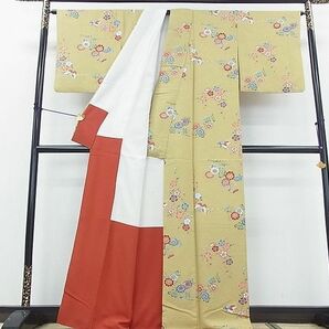 平和屋川間店■小紋 舞蝶花文 洗える着物 cf3223の画像3