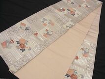 平和屋川間店■六通柄袋帯　唐織　市松吉祥菊花文　金銀糸　逸品　n-nr0200_画像5