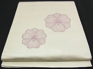 平和屋川間店■袋帯　総刺繍　吉祥花文　銀彩　逸品　n-am1098